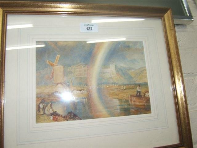 Appraisal: In the style of Turner - Rainbow with castle beyond