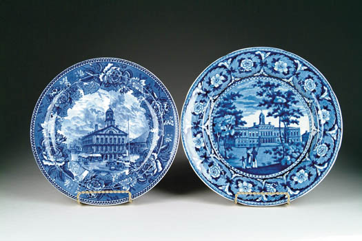 Appraisal: TWO BLUE AND WHITE HISTORIC STAFFORDSHIRE PLATES - from the