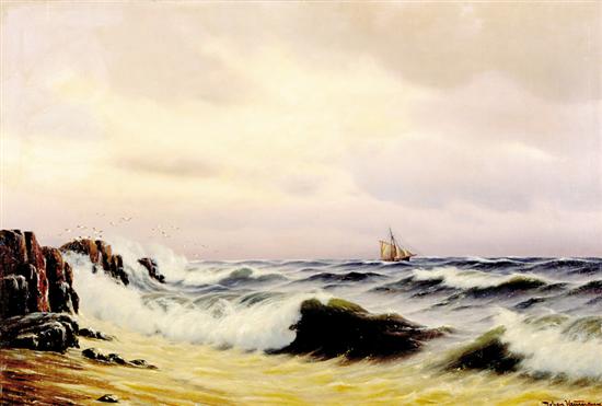 Appraisal: Johan Jens Neumann Danish - BREAKING SURF oil on canvas