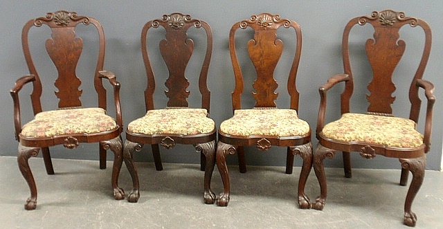 Appraisal: - Fine set of ten Chippendale style mahogany balloon seat