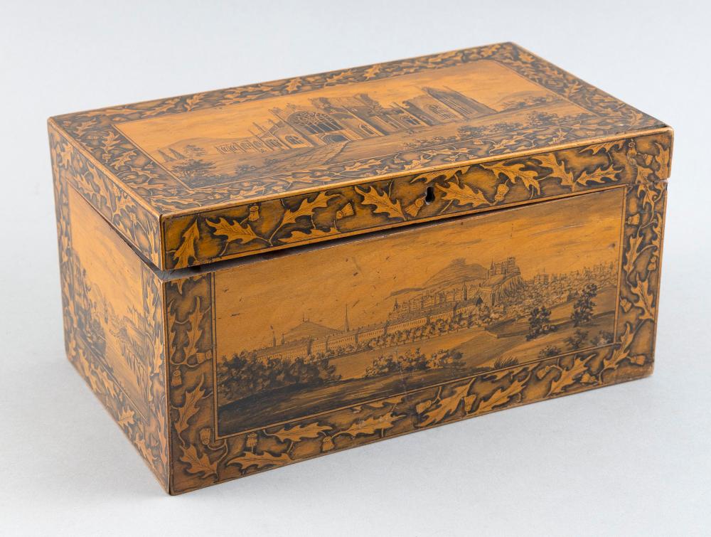 Appraisal: ENGLISH OR SCOTTISH REGENCY PAINT-DECORATED BOX CIRCA HEIGHT WIDTH DEPTH