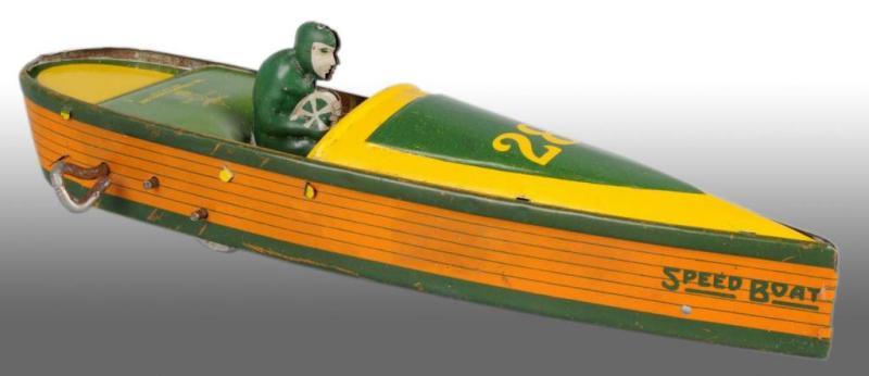 Appraisal: Tin Strauss Boat Wind-Up Toy Description Working Includes original driver