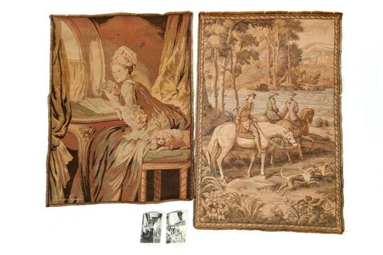 Appraisal: TWO TAPESTRIES European late th-early th century cotton One depicting