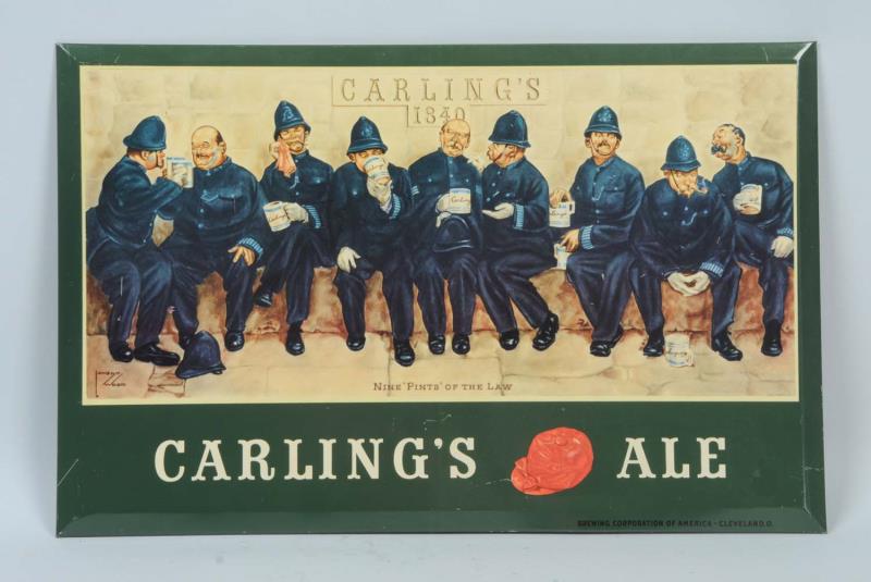 Appraisal: Carling's Ale Sign s - s Tin over cardboard Only