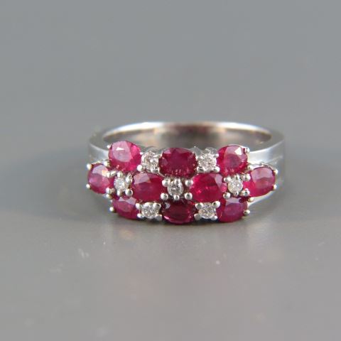 Appraisal: Ruby Diamond Ring oval rich rubies totaling carats and round