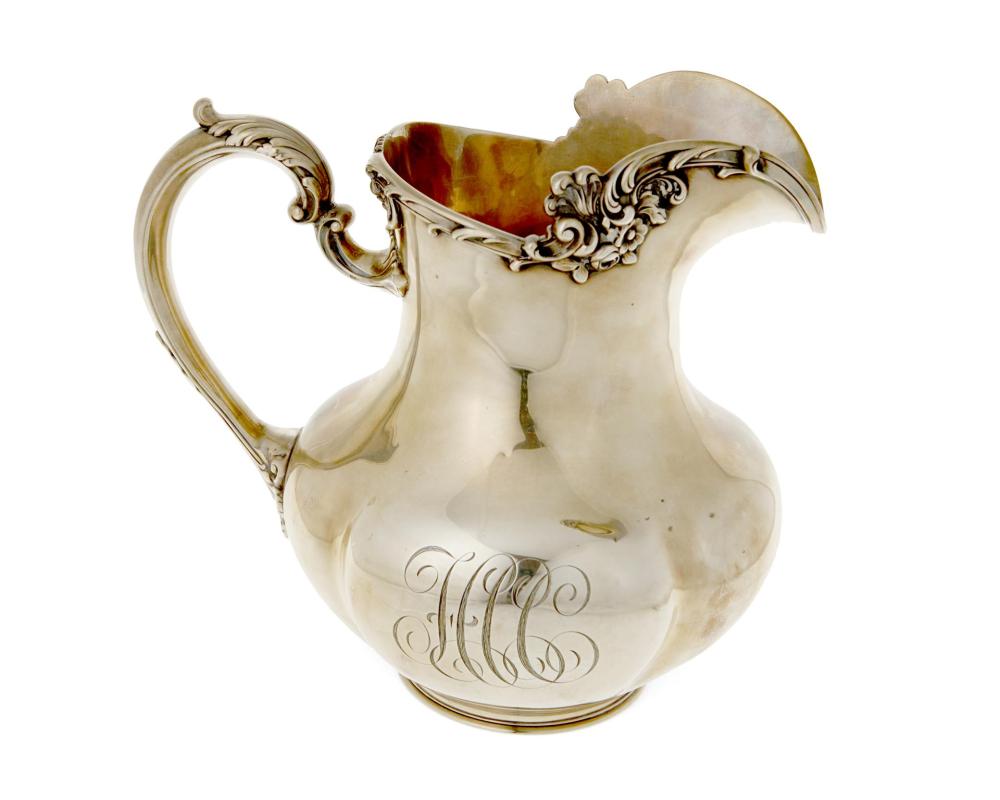 Appraisal: A Gorham Rococo-style sterling silver pitcher Mid- th century Marked