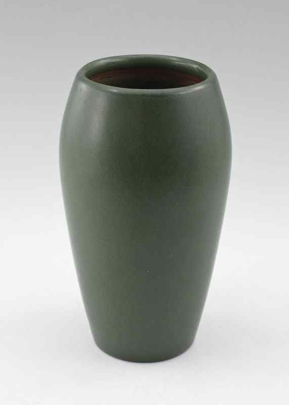 Appraisal: MARBLEHEAD OVOID POTTERY VASE Matte green speckled glaze stamped with