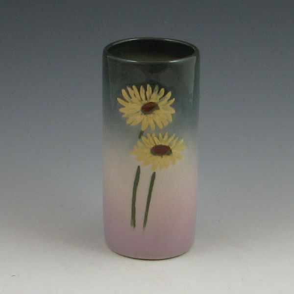 Appraisal: Weller Etna vase with slip-decorated flowers Marked WELLER ETNA Mint