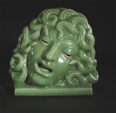 Appraisal: Medusa' a rare Royal Copenhagen celadon free standing mask designed