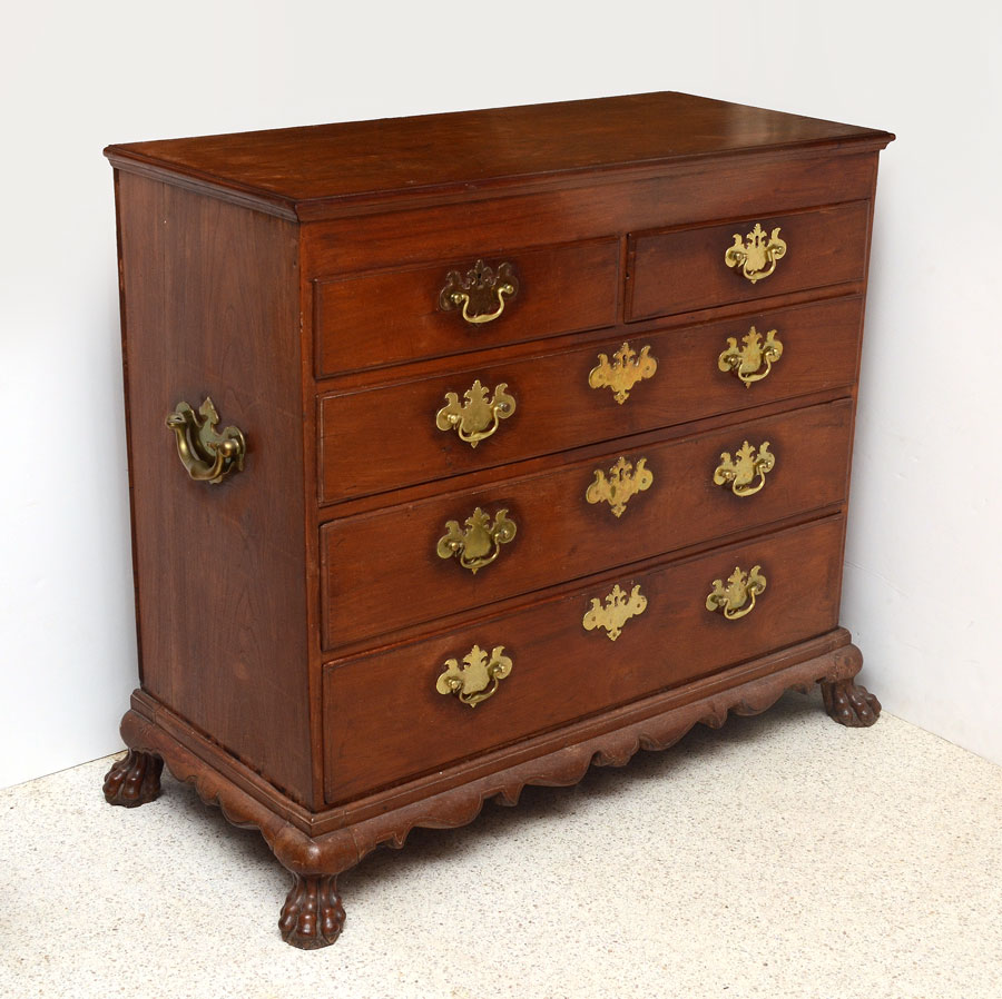 Appraisal: CHIPPENDALE STYLE DRAWER CHEST half drawers over graduating full length