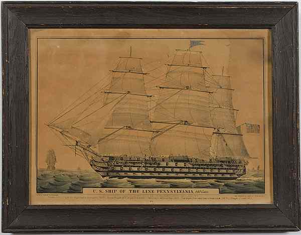 Appraisal: N Currier U S Ship of the Line Pennsylvania Lithograph