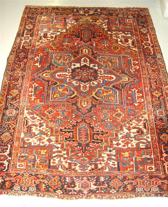 Appraisal: Wool on Cotton Heriz Oriental Rug Traditional design with geometric