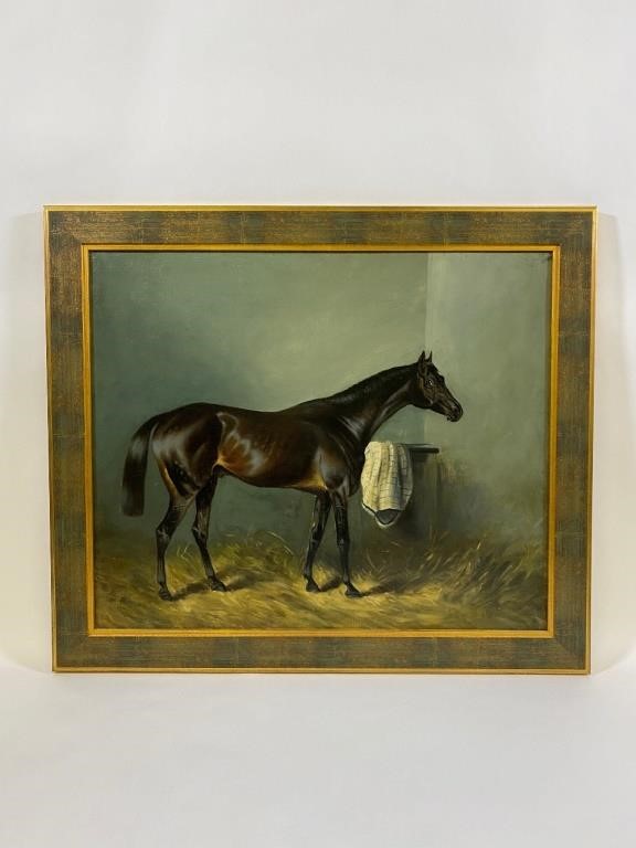 Appraisal: Oil on canvas equine portrait of a thoroughbred horse unsigned