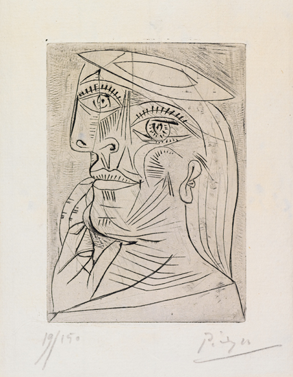 Appraisal: PABLO PICASSO T te de femme Etching x mm x