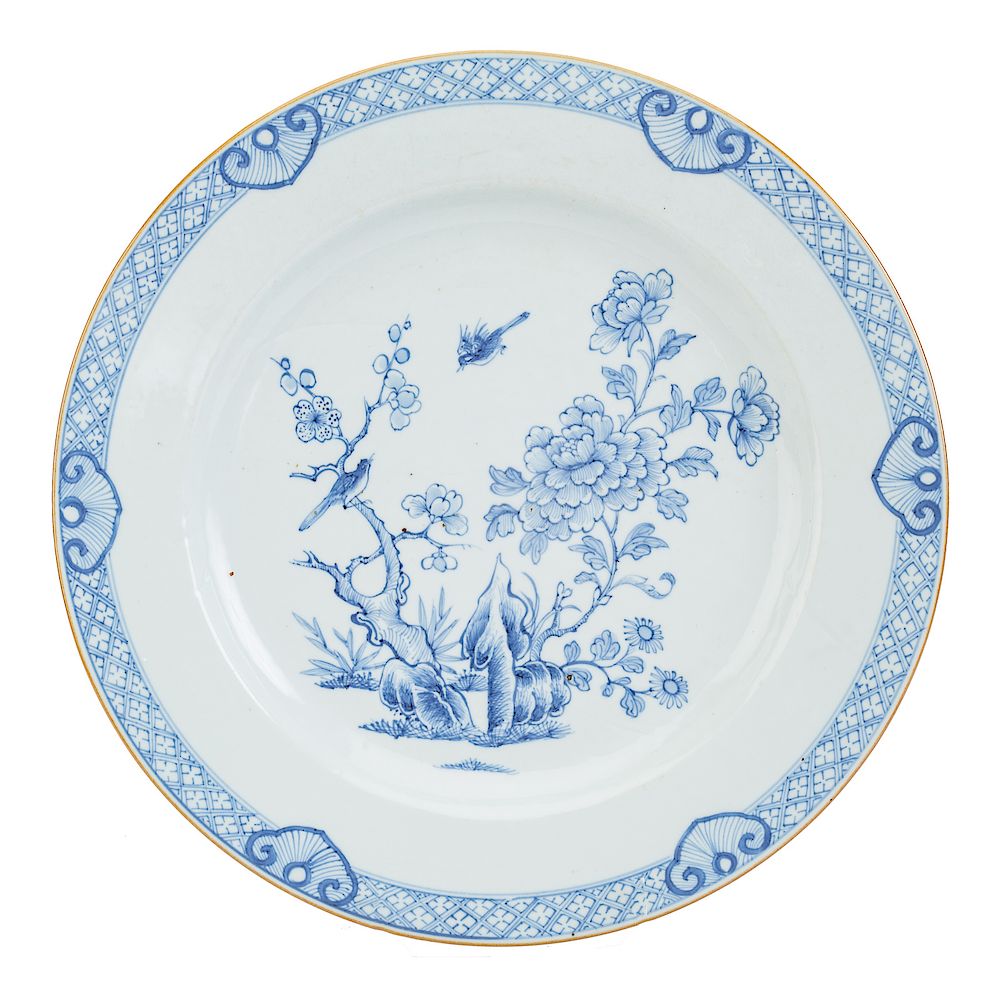 Appraisal: Chinese Export blue white porcelain charger circa - scholar's stone