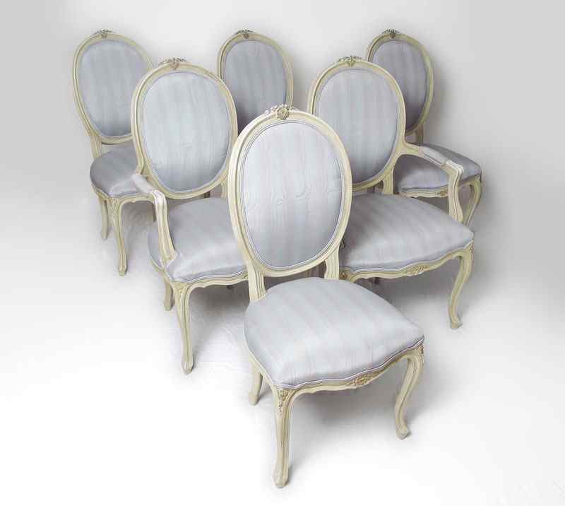 Appraisal: SET OF FRENCH STYLE DINING CHAIRS Carved rails carved and