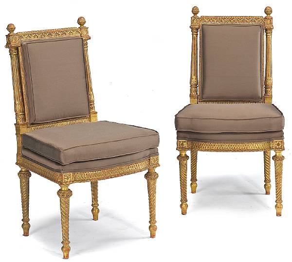 Appraisal: Comprising a canape and two chaises each with a foliate