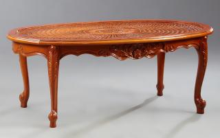 Appraisal: French Louis XV Style Carved Beech Cane Top Coffee Table