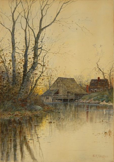 Appraisal: SAMUEL R CHAFFEEAmerican b Landscape with house and barn on