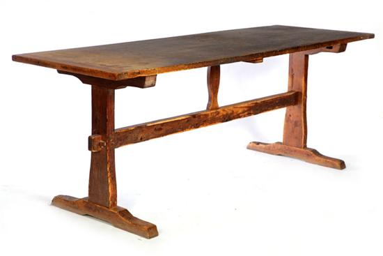 Appraisal: TRESTLE TABLE American th century pine One board top with