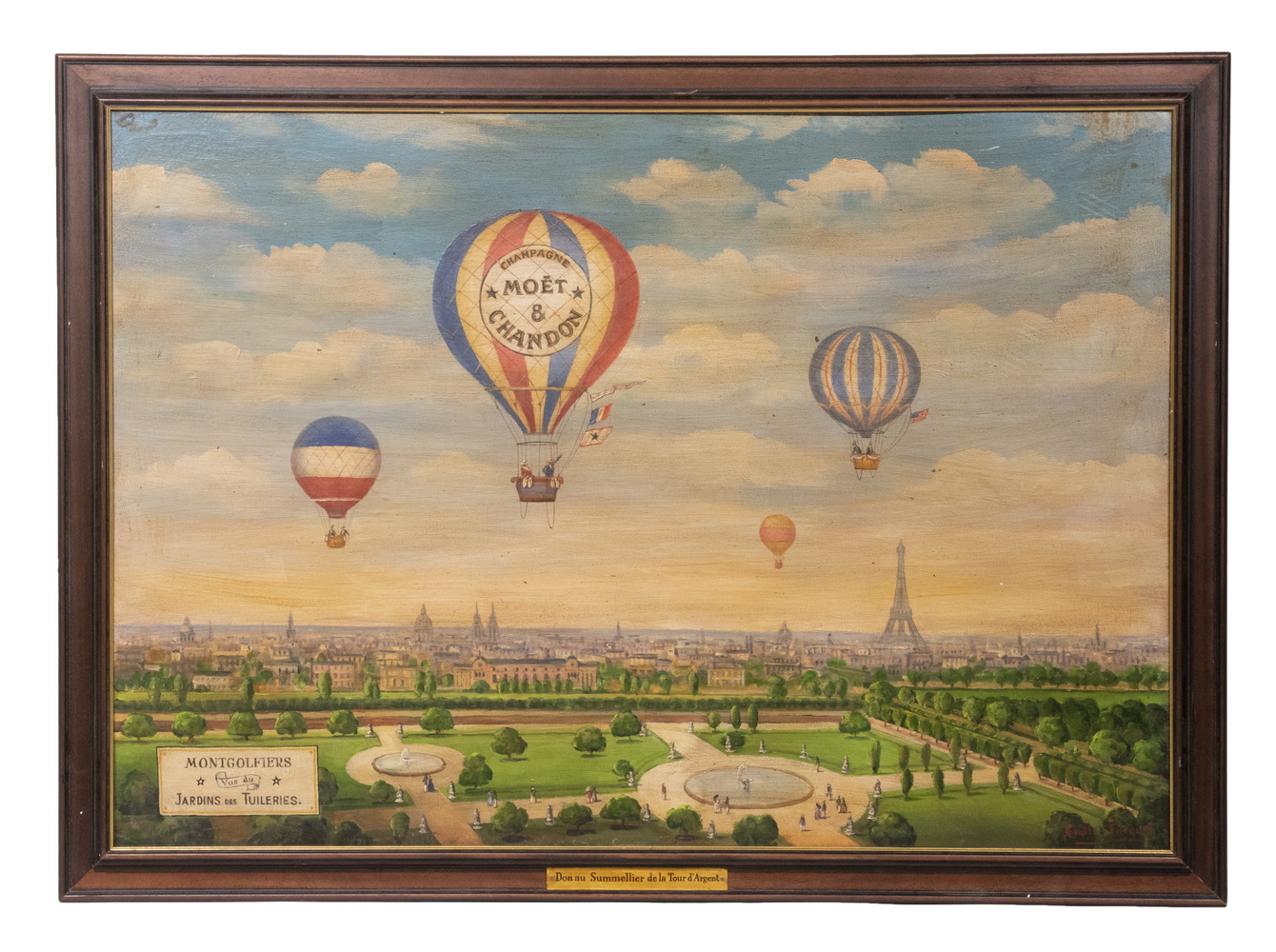 Appraisal: TH C OIL PAINTING COMMEMORATIVE SIGNED T CASSLON Four Balloons