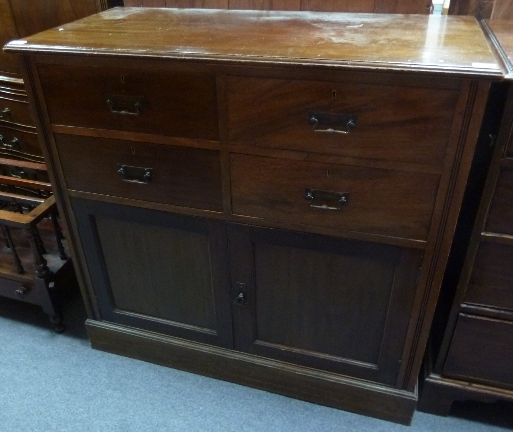 Appraisal: An Edwardian cabinet with drawers above cm wideProvenance Corsham Court