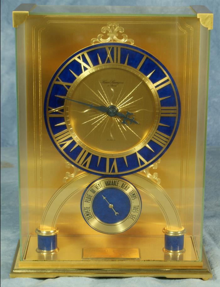 Appraisal: Hour Lavigne a Paris brass and lucite mantle clock quarts