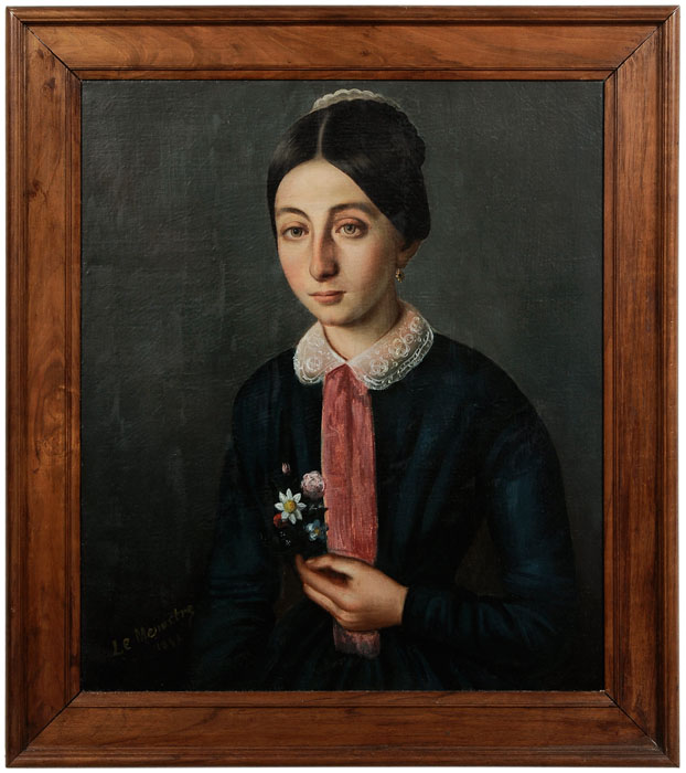 Appraisal: French School th century Portrait of a Young Woman Holding