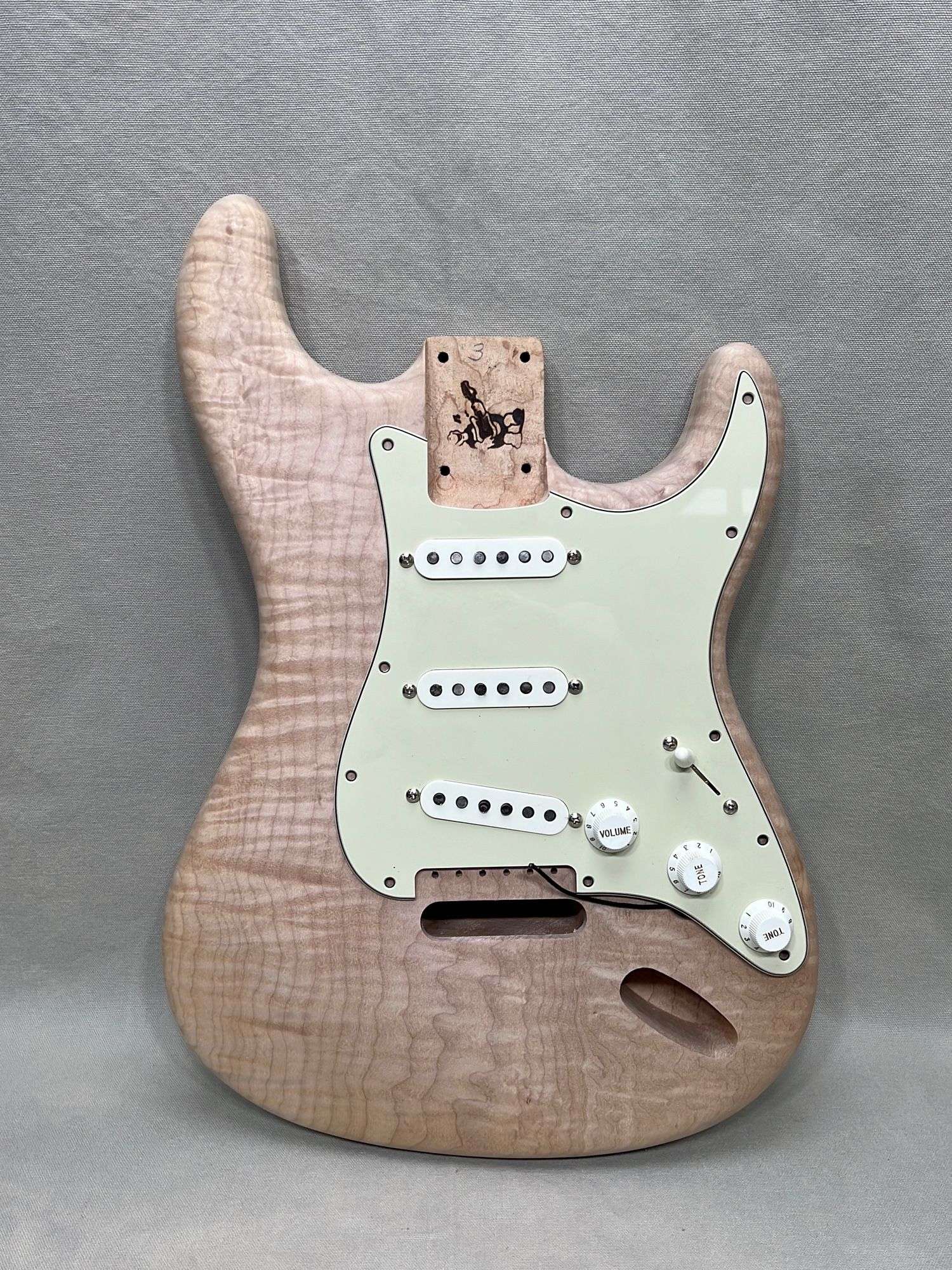 Appraisal: Unfinished Warmoth Strat body with loaded pickguardUnfinished Warmoth Strat body