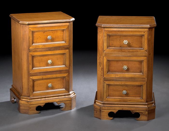 Appraisal: Pair of Italian Provincial Fruitwood Bedside Commodes each with a