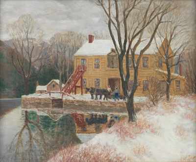 Appraisal: Winfield Scott Clime American - Mill in winter Oil on