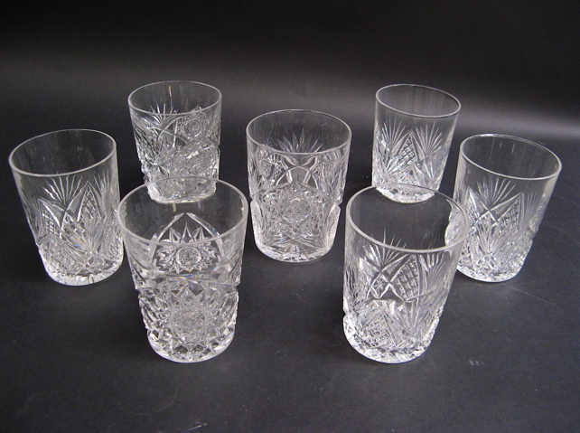 Appraisal: SEVEN AMERICAN CUT GLASS TUMBLERS in a variety of patterns