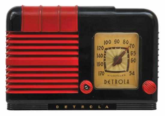 Appraisal: Detrola Radio American circa black bakelite case with red louvred