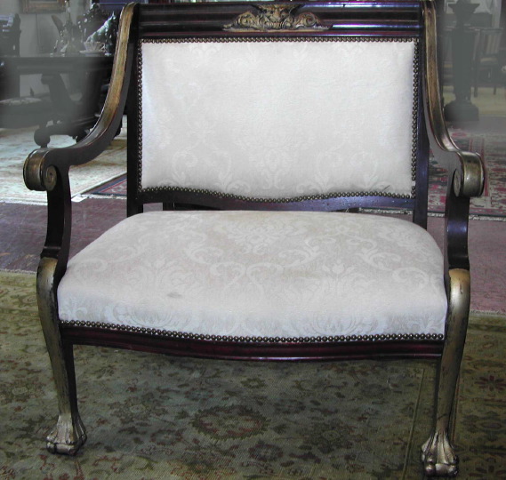 Appraisal: American Late Victorian Stained Mahogany and Parcel-Gilt Diminutive Settee ca