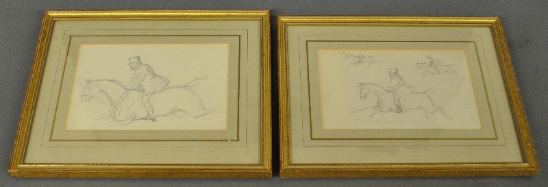 Appraisal: - Two framed and matted pencil sketches one of a