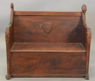 Appraisal: Victorian mahogany bench with shield in the center marked Etile