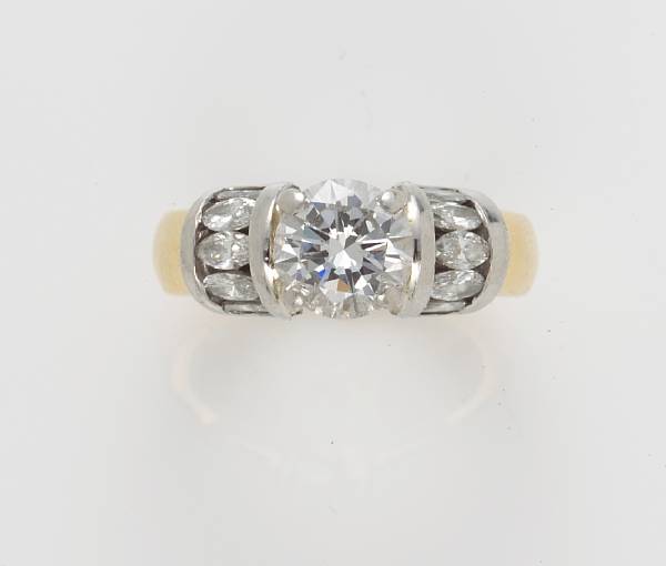 Appraisal: A diamond ring the round brilliant-cut diamond weighing carats remaining