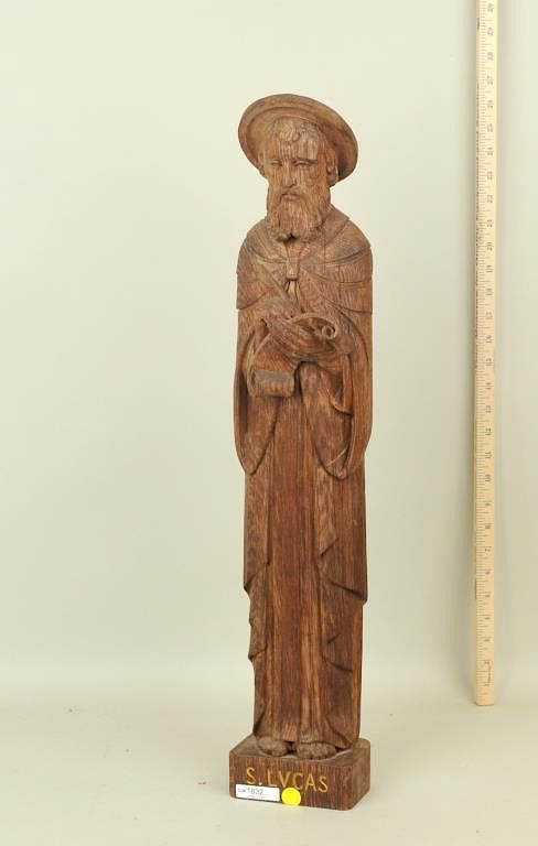 Appraisal: Carved Oak Figure Of St Lucas Carved oak figure of