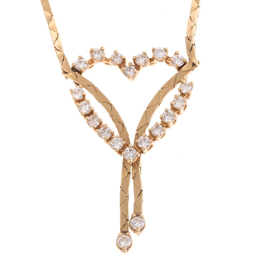 Appraisal: A Ladies Diamond Open Heart Necklace in K K yellow