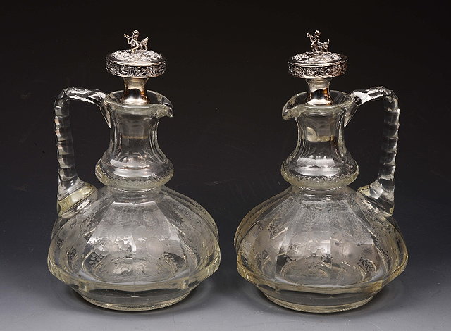 Appraisal: A PAIR OF LATE TH CENTURY DUTCH GLASS CLARET DECANTERS