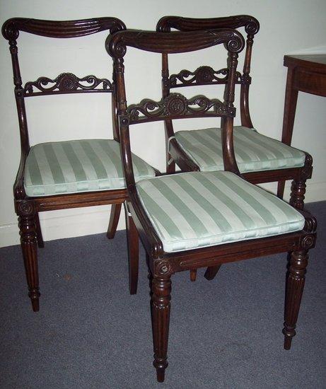 Appraisal: Six Regency rosewood cane seat dining chairs with reeded cresting