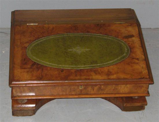 Appraisal: Victorian burr walnut collapsible military style davenport inset with oval