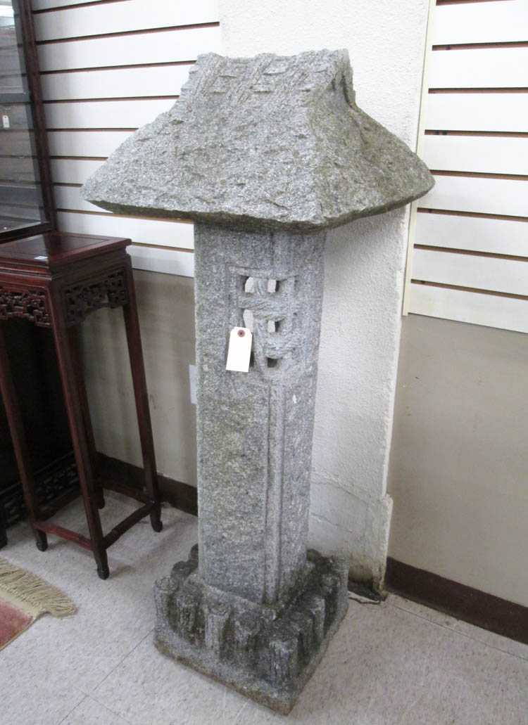 Appraisal: JAPANESE GARDEN PAGODA LANTERN three-piece hand sculptured granite H