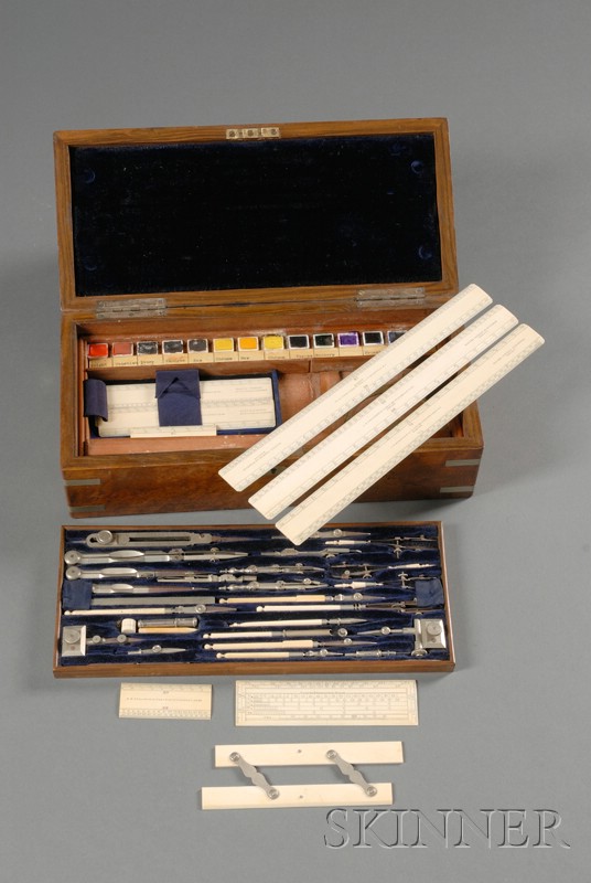 Appraisal: Architect Cased Set of Drafting Instruments the three tiered case