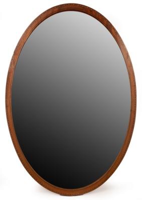 Appraisal: An Edwardian mahogany oval wall mirror with chequered border cm