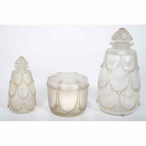 Appraisal: Lalique Partial Vanity Set French ca s A Lalique partial