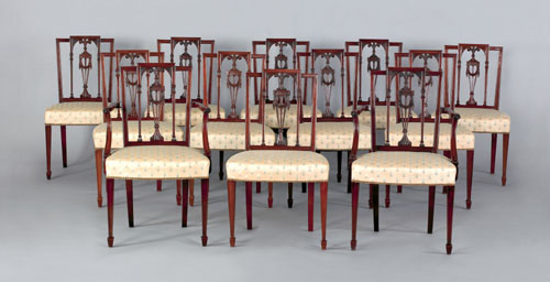 Appraisal: Set of twelve New York Federal carved mahogany dining chairs