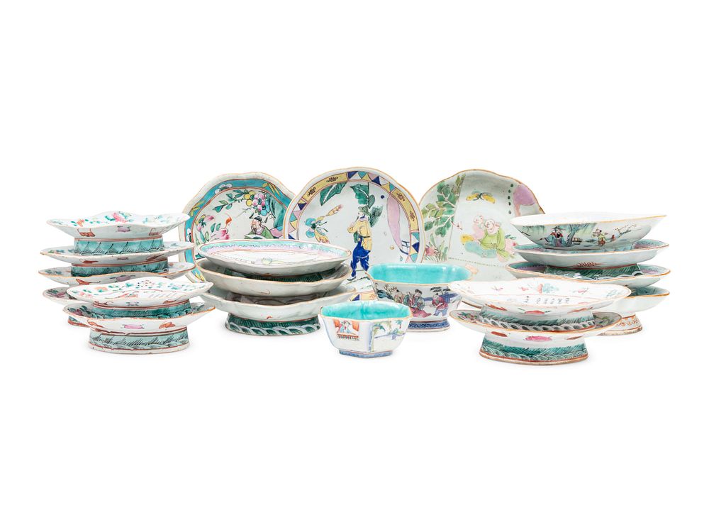 Appraisal: A Collection of Chinese Famille Rose 'Figure' Porcelain Serving Dishes