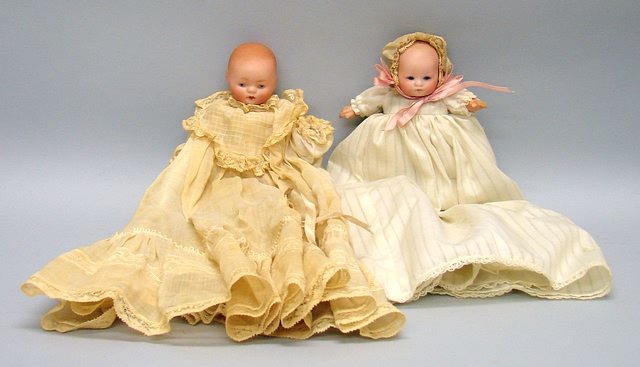 Appraisal: Pair of solid dome head dolls AM Germany Bisque appears