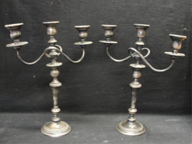 Appraisal: Pair of Arm Sterling Weighted Candelabra Dimensions h